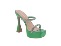 WOMAN'S SHOES GREEN PU/GLITTER HEELS KANGA-16