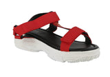 WOMAN'S SHOES RED FABRIC WEDGE SANDAL KAPA