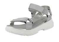 WOMAN'S SHOES SILVER FABRIC WEDGE SANDAL KAPA