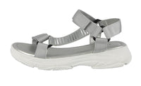 WOMAN'S SHOES SILVER FABRIC WEDGE SANDAL KAPA