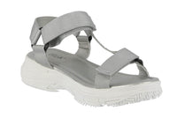 WOMAN'S SHOES SILVER FABRIC WEDGE SANDAL KAPA