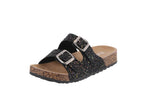 WOMAN'S SHOES BLACK GLITTER SANDALS KAREN