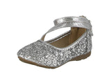 KIDS SHOES SILVER GLITTER FLATS KD-50KS