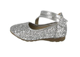 KIDS SHOES SILVER GLITTER FLATS KD-50KS