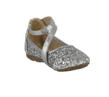 KIDS SHOES SILVER GLITTER FLATS KD-50KS