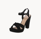 WOMAN'S SHOES BLACK NUB/PU HEELS KEEPER