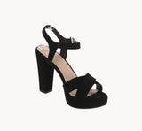 WOMAN'S SHOES BLACK NUB/PU HEELS KEEPER