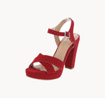 WOMAN'S SHOES RED NUB/PU HEELS KEEPER