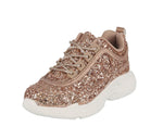 KID'S SHOES ROSE GOLD GLITTER TENNIS SNEAKERS KORY-1K