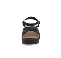 WOMAN'S SHOES BLACK GLITTER WEDGE SANDAL LAJOLLA-88