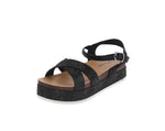 WOMAN'S SHOES BLACK GLITTER WEDGE SANDAL LAJOLLA-88