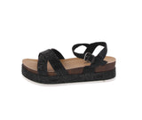 WOMAN'S SHOES BLACK GLITTER WEDGE SANDAL LAJOLLA-88