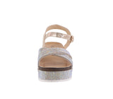 WOMAN'S SHOES CHAMPAGNE GLITTER WEDGE SANDAL LAJOLLA-88