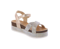 WOMAN'S SHOES CHAMPAGNE GLITTER WEDGE SANDAL LAJOLLA-88