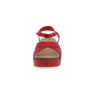 WOMAN'S SHOES RED GLITTER WEDGE SANDAL LAJOLLA-88