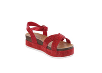 WOMAN'S SHOES RED GLITTER WEDGE SANDAL LAJOLLA-88
