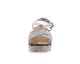 WOMAN'S SHOES SILVER GLITTER WEDGE SANDAL LAJOLLA-88