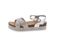 WOMAN'S SHOES SILVER GLITTER WEDGE SANDAL LAJOLLA-88