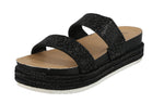 WOMAN'S SHOES BLACK GLITTER WEDGE SANDAL LAKOTA-36