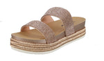 WOMAN'S SHOES ROSE GOLD GLITTER WEDGE SANDAL LAKOTA-36