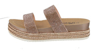 WOMAN'S SHOES ROSE GOLD GLITTER WEDGE SANDAL LAKOTA-36