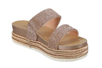 WOMAN'S SHOES ROSE GOLD GLITTER WEDGE SANDAL LAKOTA-36