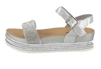 WOMAN'S SHOES SILVER GLITTER WEDGE SANDAL LAKOTA-38