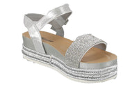 WOMAN'S SHOES SILVER GLITTER WEDGE SANDAL LAKOTA-38