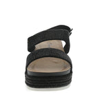 WOMAN'S SHOES BLACK GLITTER WEDGE SANDAL LAKOTA-46