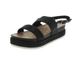 WOMAN'S SHOES BLACK GLITTER WEDGE SANDAL LAKOTA-46