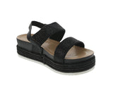 WOMAN'S SHOES BLACK GLITTER WEDGE SANDAL LAKOTA-46