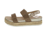 WOMAN'S SHOES GOLD GLITTER WEDGE SANDAL LAKOTA-46