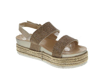 WOMAN'S SHOES GOLD GLITTER WEDGE SANDAL LAKOTA-46