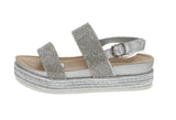 WOMAN'S SHOES SILVER GLITTER WEDGE SANDAL LAKOTA-46