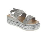 WOMAN'S SHOES SILVER GLITTER WEDGE SANDAL LAKOTA-46