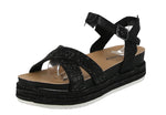 WOMAN'S SHOES BLACK GLITTER WEDGE SANDAL LAKOTA-47