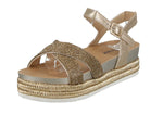 WOMAN'S SHOES GOLD GLITTER WEDGE SANDAL LAKOTA-47