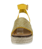 WOMAN'S SHOES MUSTARD/GLITTER NUB WEDGE SANDAL LIBERTY-21