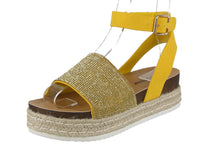 WOMAN'S SHOES MUSTARD/GLITTER NUB WEDGE SANDAL LIBERTY-21