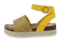 WOMAN'S SHOES MUSTARD/GLITTER NUB WEDGE SANDAL LIBERTY-21