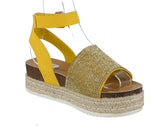 WOMAN'S SHOES MUSTARD/GLITTER NUB WEDGE SANDAL LIBERTY-21