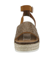 WOMAN'S SHOES TAN/GLITTER NUB WEDGE SANDAL LIBERTY-21