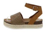 WOMAN'S SHOES TAN/GLITTER NUB WEDGE SANDAL LIBERTY-21