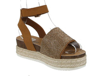 WOMAN'S SHOES TAN/GLITTER NUB WEDGE SANDAL LIBERTY-21