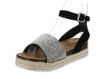 KID'S SHOES BLACK/GLITTER NUB WEDGE SANDAL LIBERTY-21K