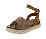 KID'S SHOES TAN/GLITTER NUB WEDGE SANDAL LIBERTY-21K
