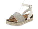 KID'S SHOES WHITE/GLITTER NUB WEDGE SANDAL LIBERTY-21K
