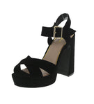 WOMAN'S HEELS BLACK SUEDE PU LIGHTING-01X