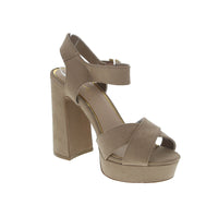 WOMAN'S HEELS TAUPE SUEDE PU LIGHTING-01X