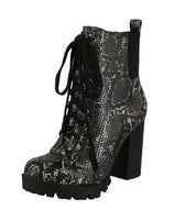 WOMAN'S SHOES BLACK/PYTHON/GRAY PU BOOTIES LIMIT